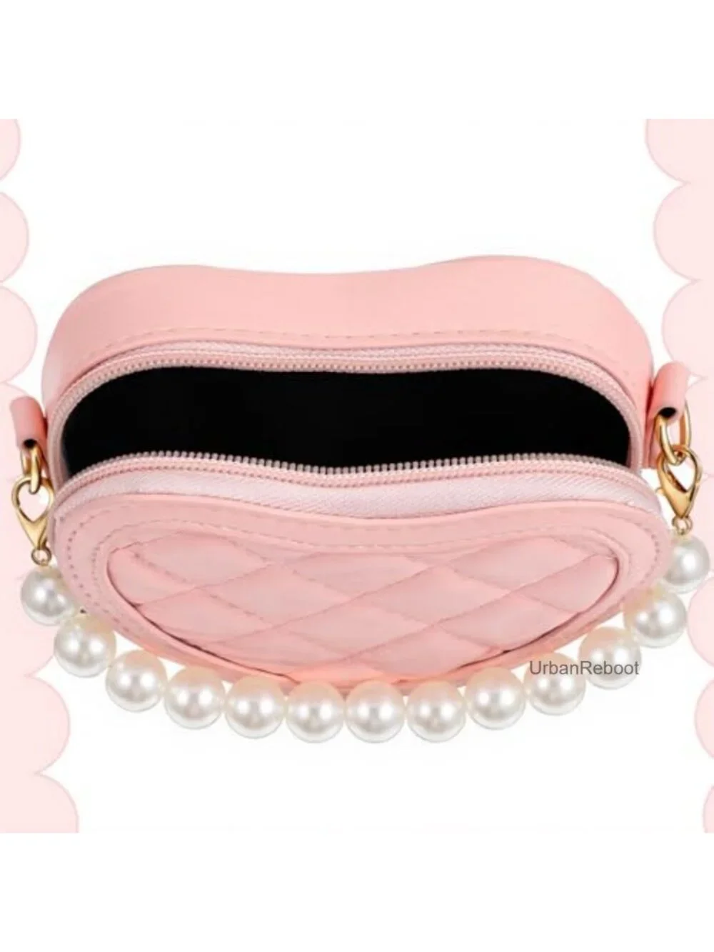 4 PCS Little Girl Heart Shaped Crossbody Bag PU Pearl Handle Princess Handbag